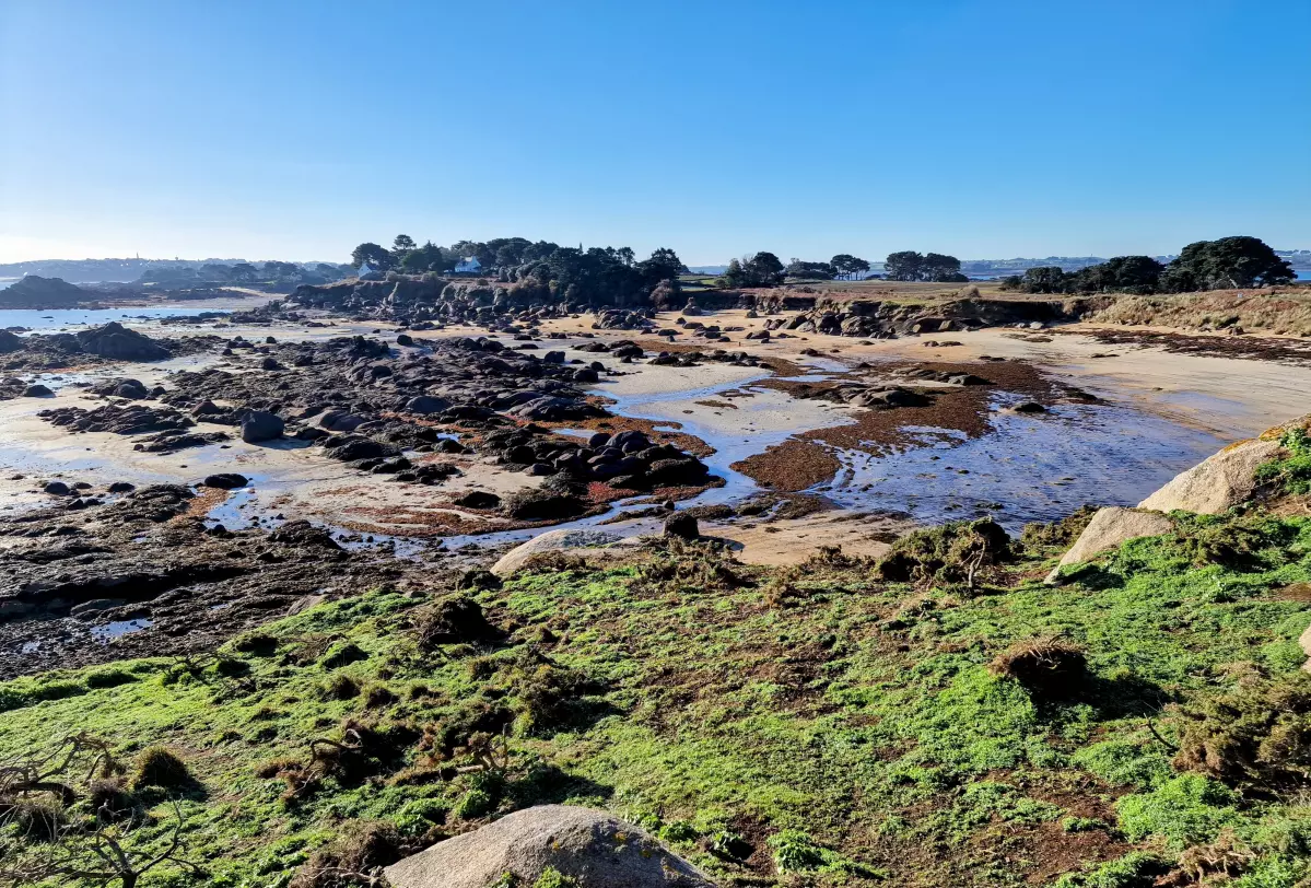 La plage nord-est de Callot à marée basse en hiver