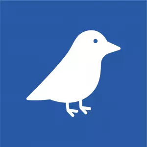 Mascotte fond bleu carré