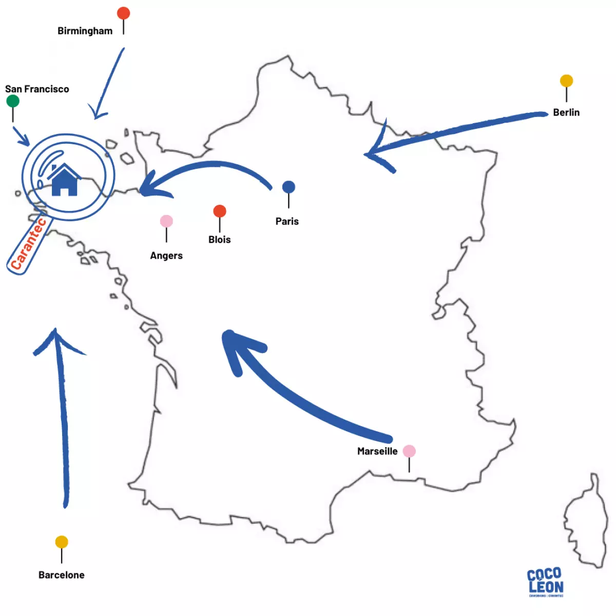 Carte télétravailleurs tous à Carantec