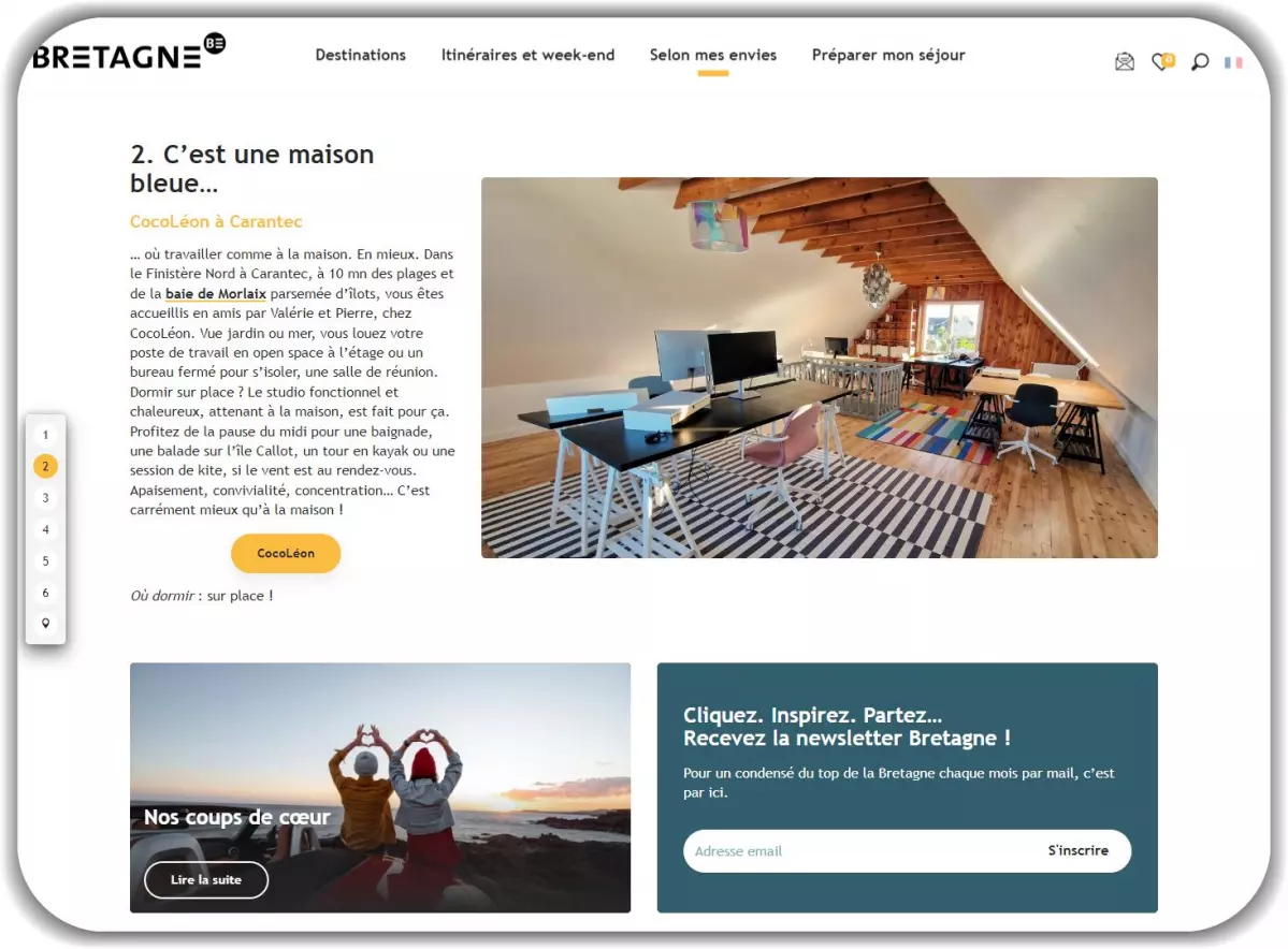 Publication coup de coeur site internet tourisme en Bretagne
