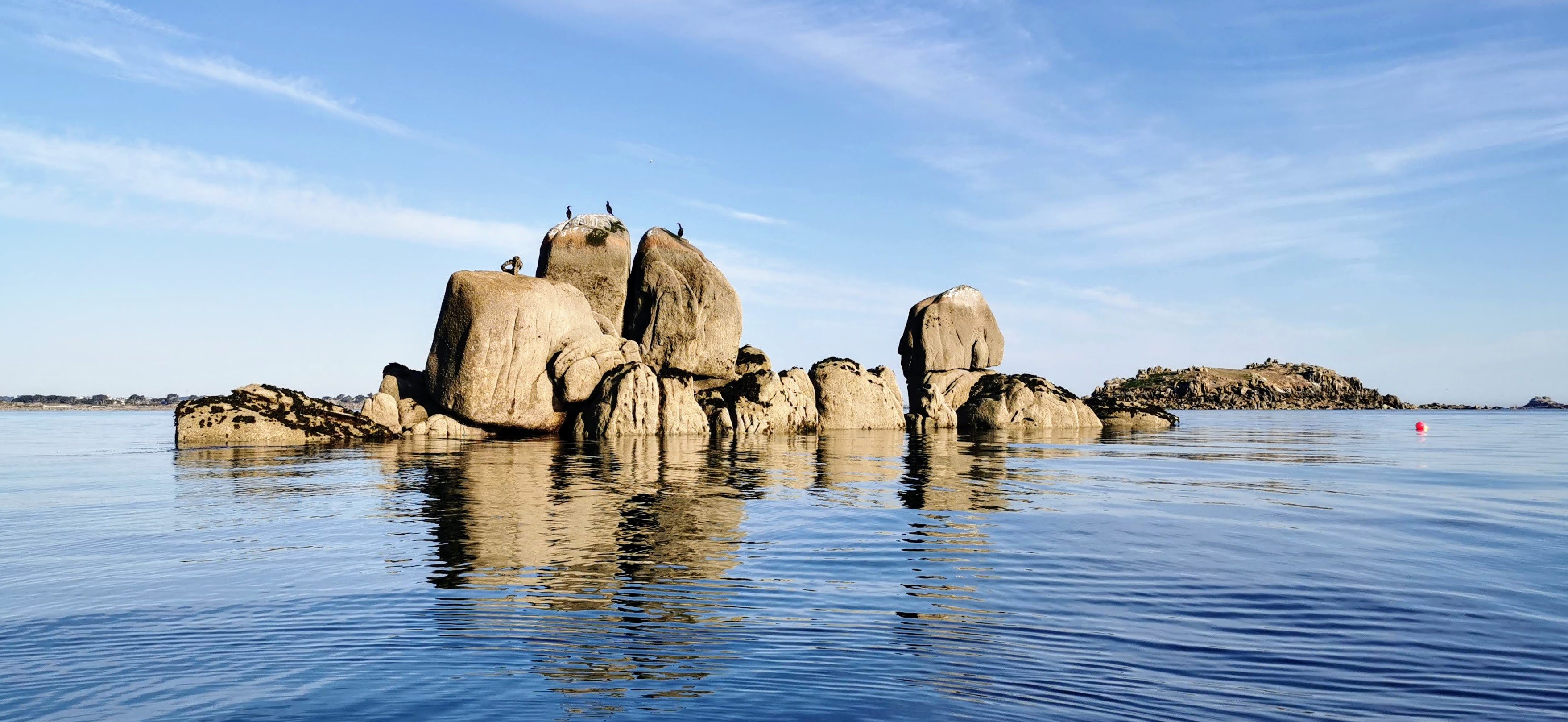 Approaching the green island.