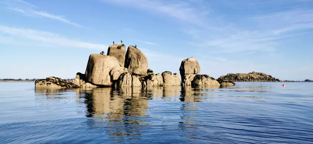 En se rapprochant de l'ile verte.