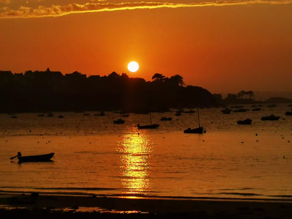 Coucher de soleil sur la pointe du curé à Carantec, Finistère